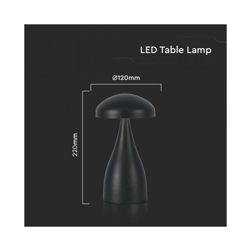 LED Genopladelig bordlampe m. touch-funktion dæmpbar LED/1W/5V 3000-6000K 1800 mAh sort
