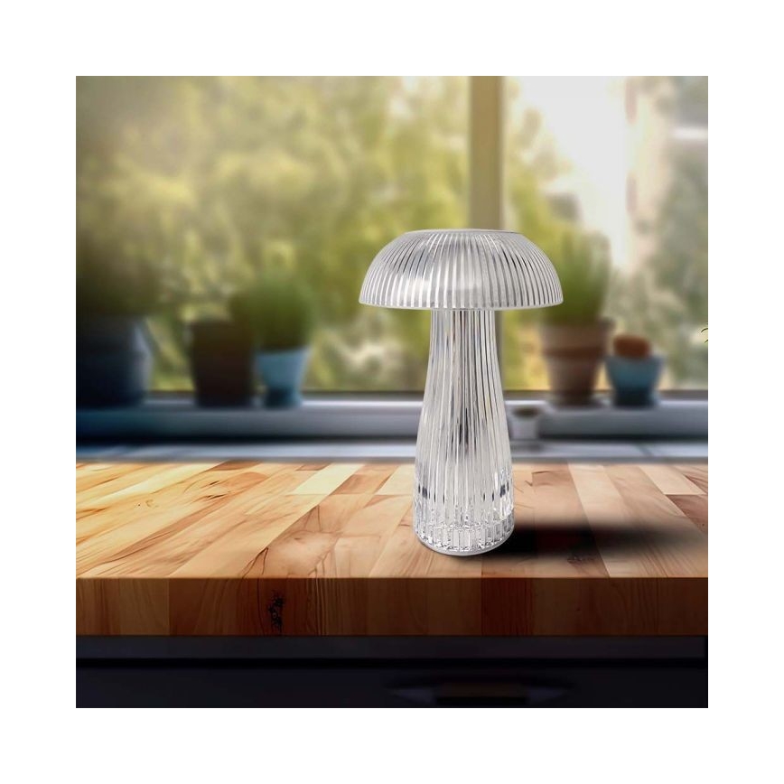 LED Genopladelig bordlampe m. touch-funktion dæmpbar LED/1W/5V 3000-6000K 1800 mAh transparent