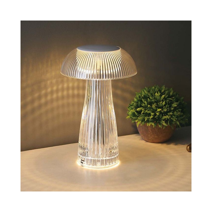 LED Genopladelig bordlampe m. touch-funktion dæmpbar LED/1W/5V 3000-6000K 1800 mAh transparent