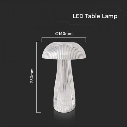 LED Genopladelig bordlampe m. touch-funktion dæmpbar LED/1W/5V 3000-6000K 1800 mAh transparent