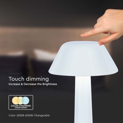 LED Genopladelig bordlampe m. touch-funktion dæmpbar LED/1W/5V 3000-6000K 1800 mAh hvid