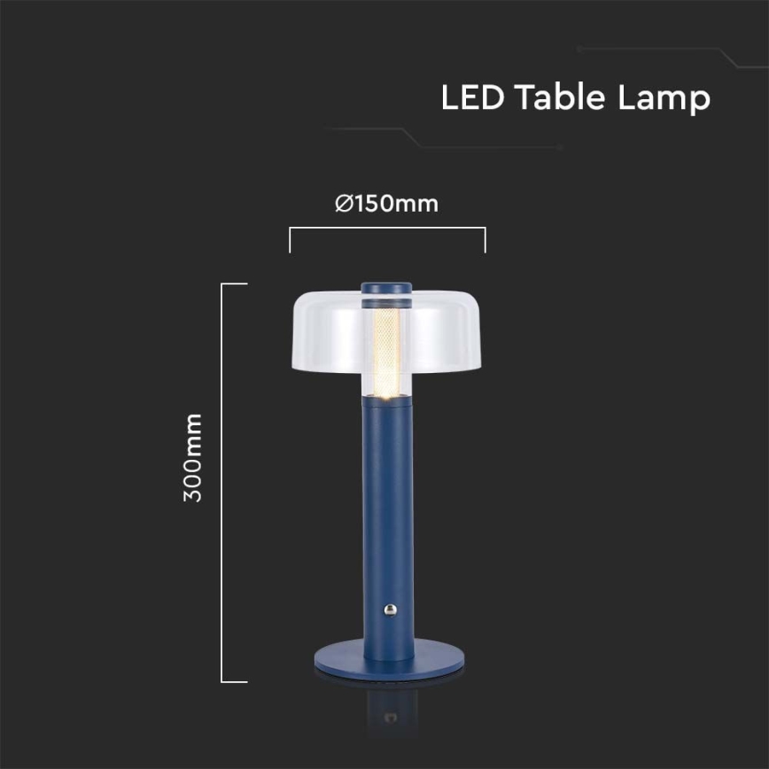 LED Genopladelig bordlampe m. touch-funktion dæmpbar LED/1W/5V 3000K 1800 mAh blå