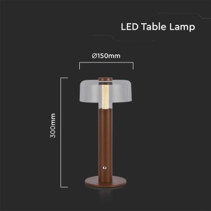 LED Genopladelig bordlampe m. touch-funktion dæmpbar LED/1W/5V 3000K 1800 mAh brun