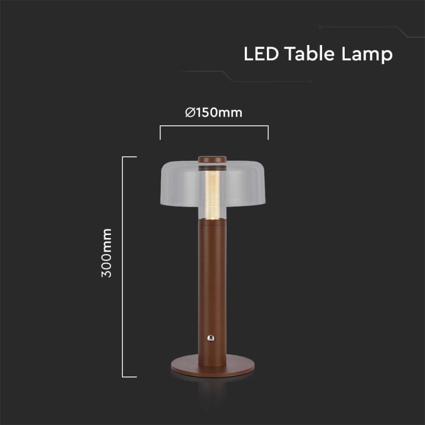 LED Genopladelig bordlampe m. touch-funktion dæmpbar LED/1W/5V 3000K 1800 mAh brun