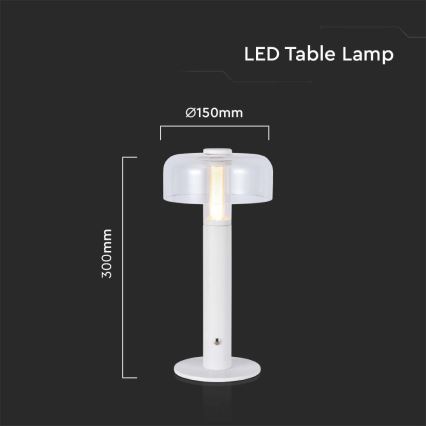 LED Genopladelig bordlampe m. touch-funktion dæmpbar LED/1W/5V 3000K 1800 mAh hvid