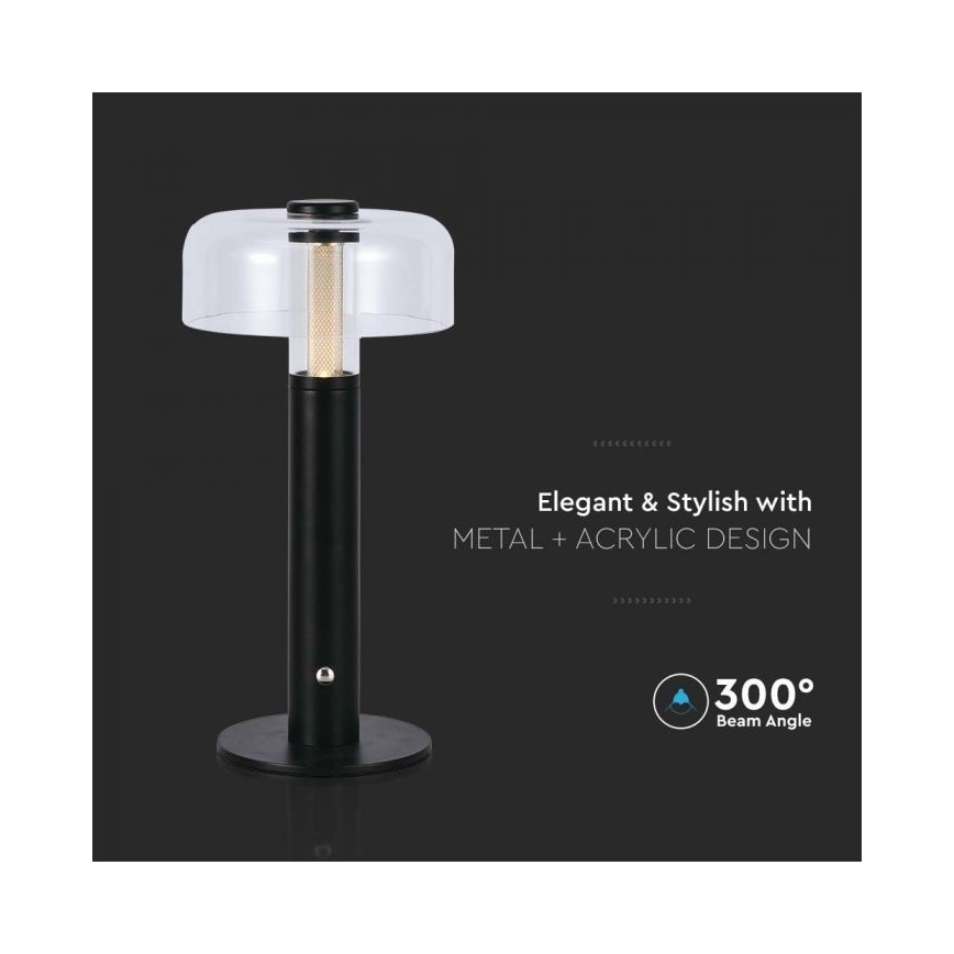 LED Genopladelig bordlampe m. touch-funktion dæmpbar LED/1W/5V 3000K 1800 mAh sort