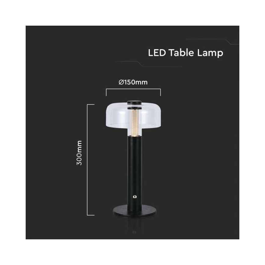LED Genopladelig bordlampe m. touch-funktion dæmpbar LED/1W/5V 3000K 1800 mAh sort