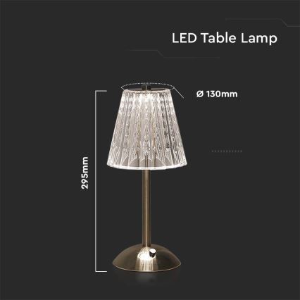 Genopladelig LED bordlampe m. touch-funktion dæmpbar LED/2,4W/5V 3000-6000K 1800 mAh skinnende krom