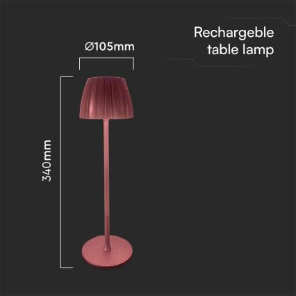 LED Genopladelig bordlampe m. touch-funktion dæmpbar LED/2,7W/5V 3000/4000/6000K 1800 mAh brun