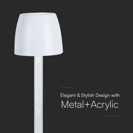 Genopladelig LED bordlampe m. touch-funktion dæmpbar LED/3W/5V 3000K 1800 mAh hvid