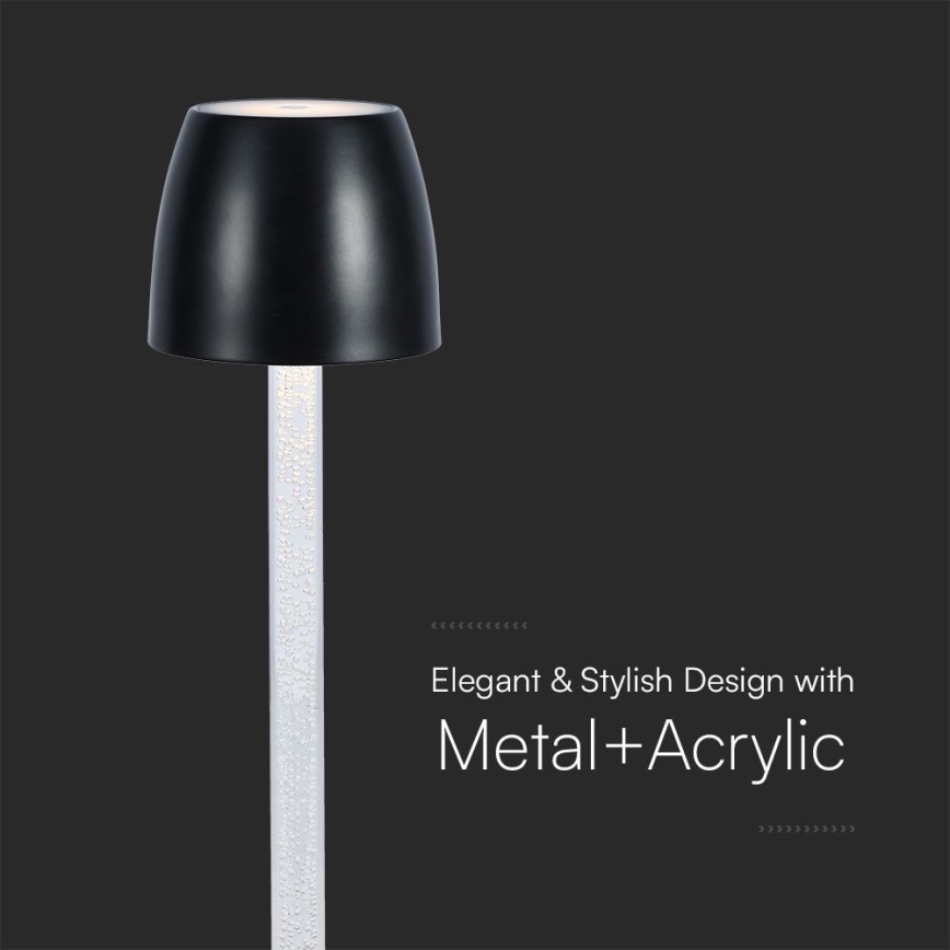 Genopladelig LED bordlampe m. touch-funktion dæmpbar LED/3W/5V 3000K 1800 mAh hvid