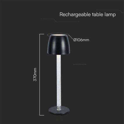 Genopladelig LED bordlampe m. touch-funktion dæmpbar LED/3W/5V 3000K 1800 mAh hvid