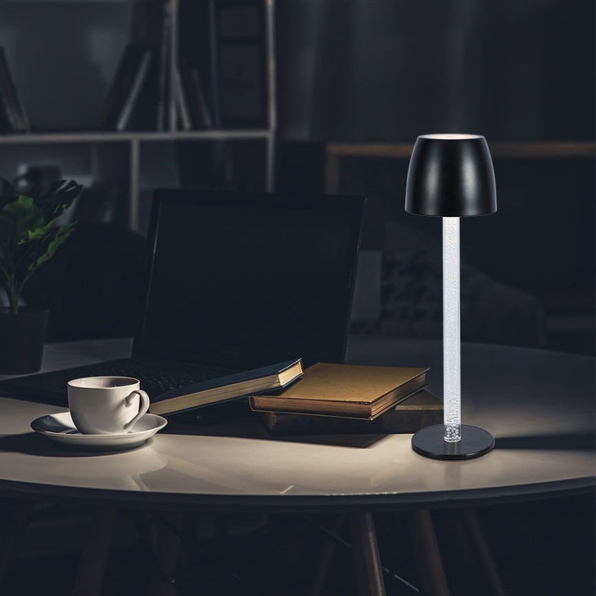 Genopladelig LED bordlampe m. touch-funktion dæmpbar LED/3W/5V 3000K 1800 mAh sort