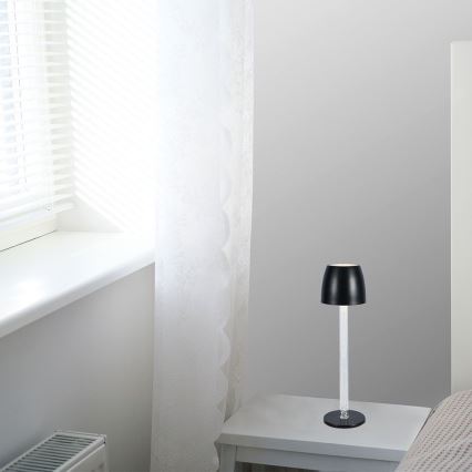 Genopladelig LED bordlampe m. touch-funktion dæmpbar LED/3W/5V 3000K 1800 mAh sort
