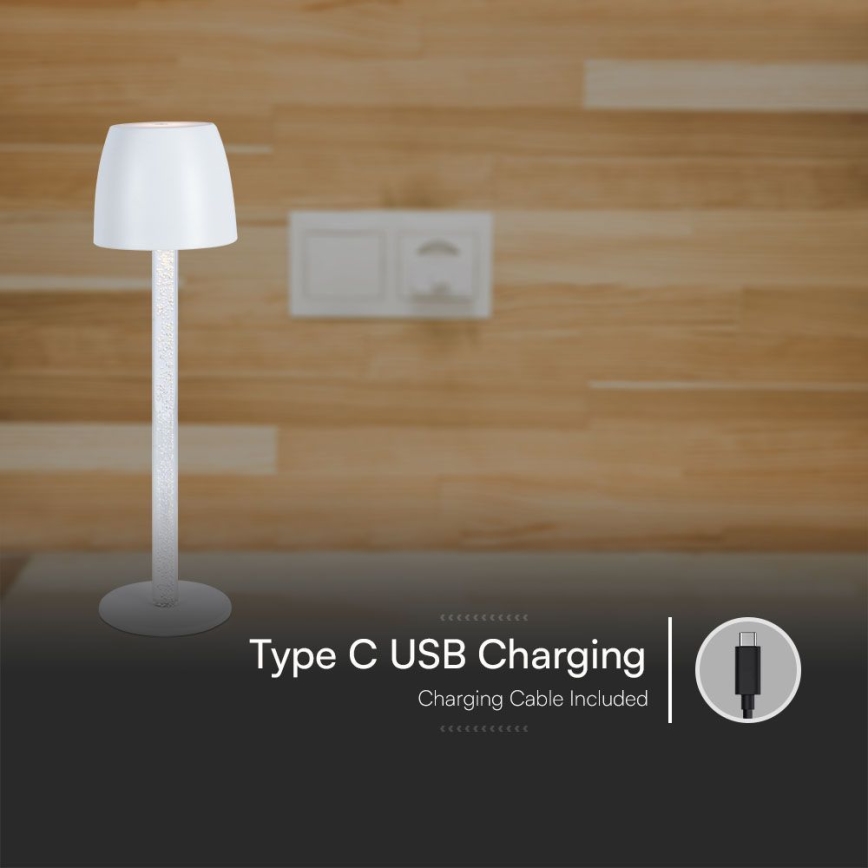 Genopladelig LED bordlampe m. touch-funktion dæmpbar LED/3W/5V 3000K 1800 mAh sort