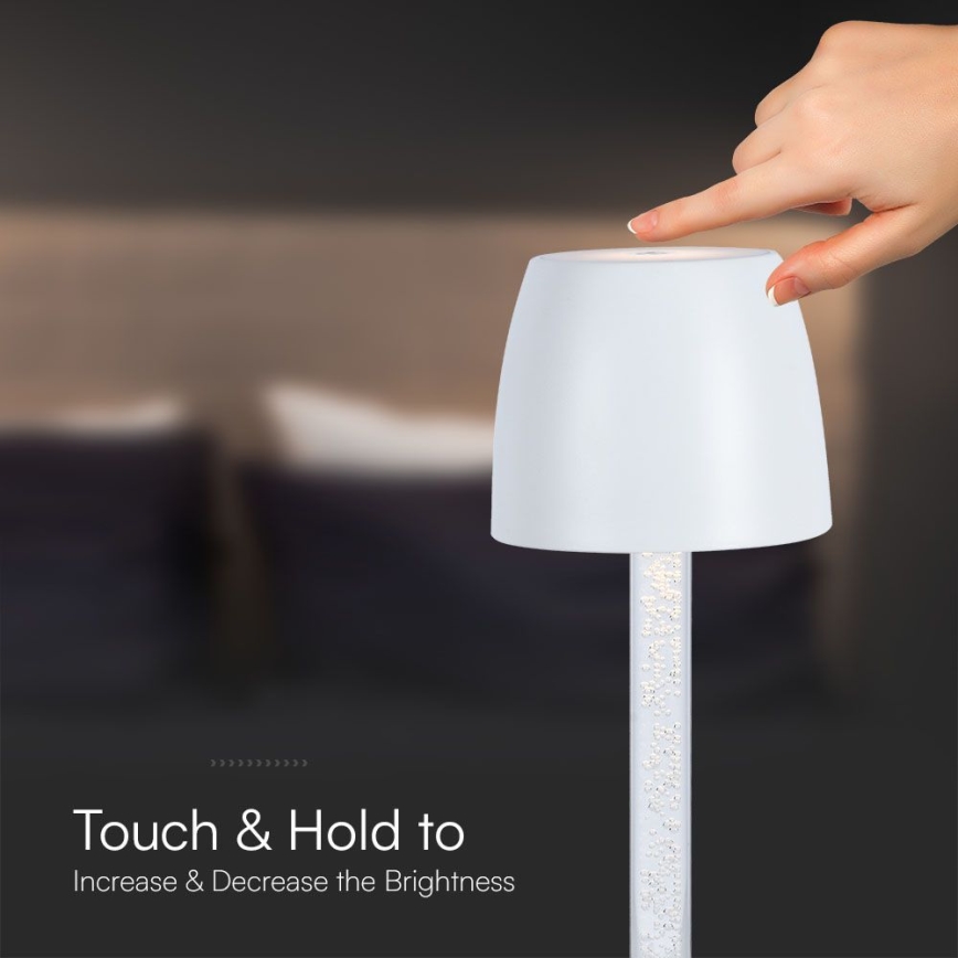 Genopladelig LED bordlampe m. touch-funktion dæmpbar LED/3W/5V 3000K 1800 mAh sort