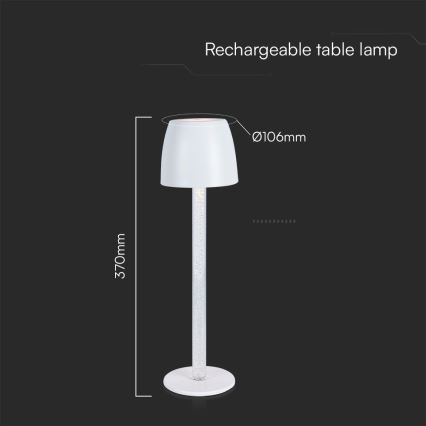 Genopladelig LED bordlampe m. touch-funktion dæmpbar LED/3W/5V 3000K 1800 mAh sort