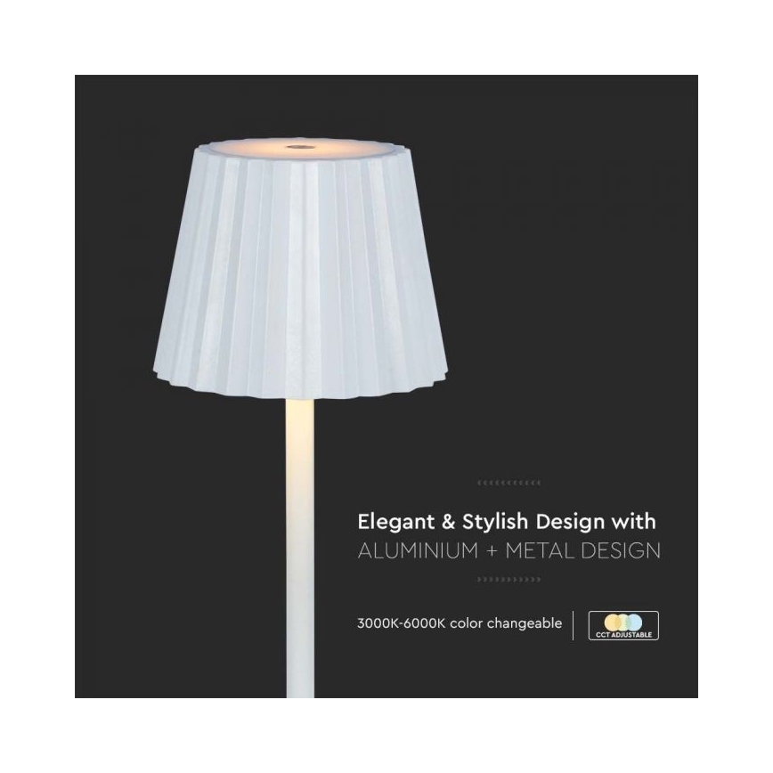 LED Genopladelig bordlampe m. touch-funktion dæmpbar LED/4W/5V 3000-6000K 1800 mAh hvid
