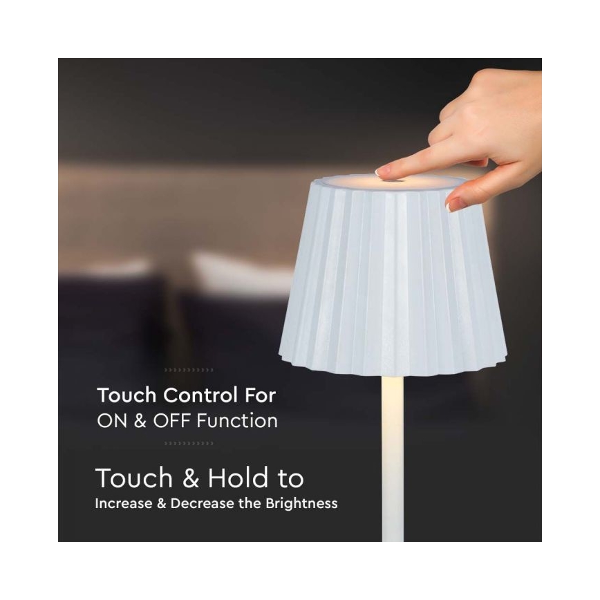 LED Genopladelig bordlampe m. touch-funktion dæmpbar LED/4W/5V 3000-6000K 1800 mAh hvid