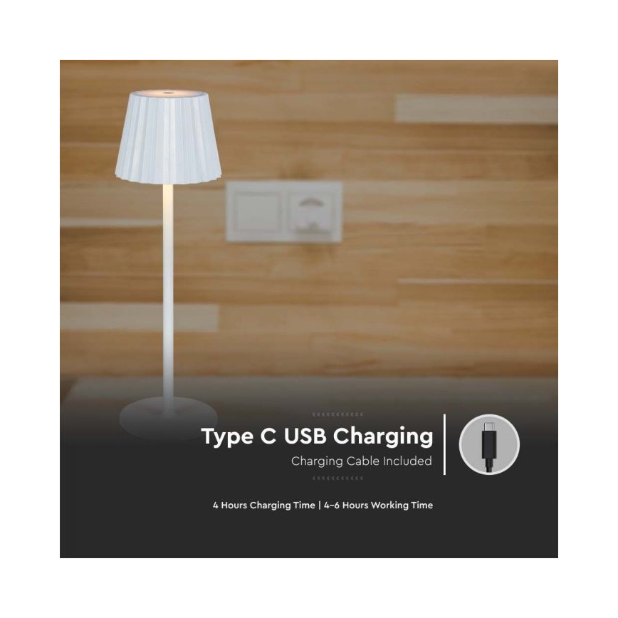 LED Genopladelig bordlampe m. touch-funktion dæmpbar LED/4W/5V 3000-6000K 1800 mAh hvid