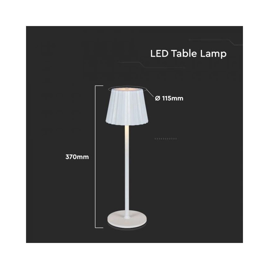 LED Genopladelig bordlampe m. touch-funktion dæmpbar LED/4W/5V 3000-6000K 1800 mAh hvid