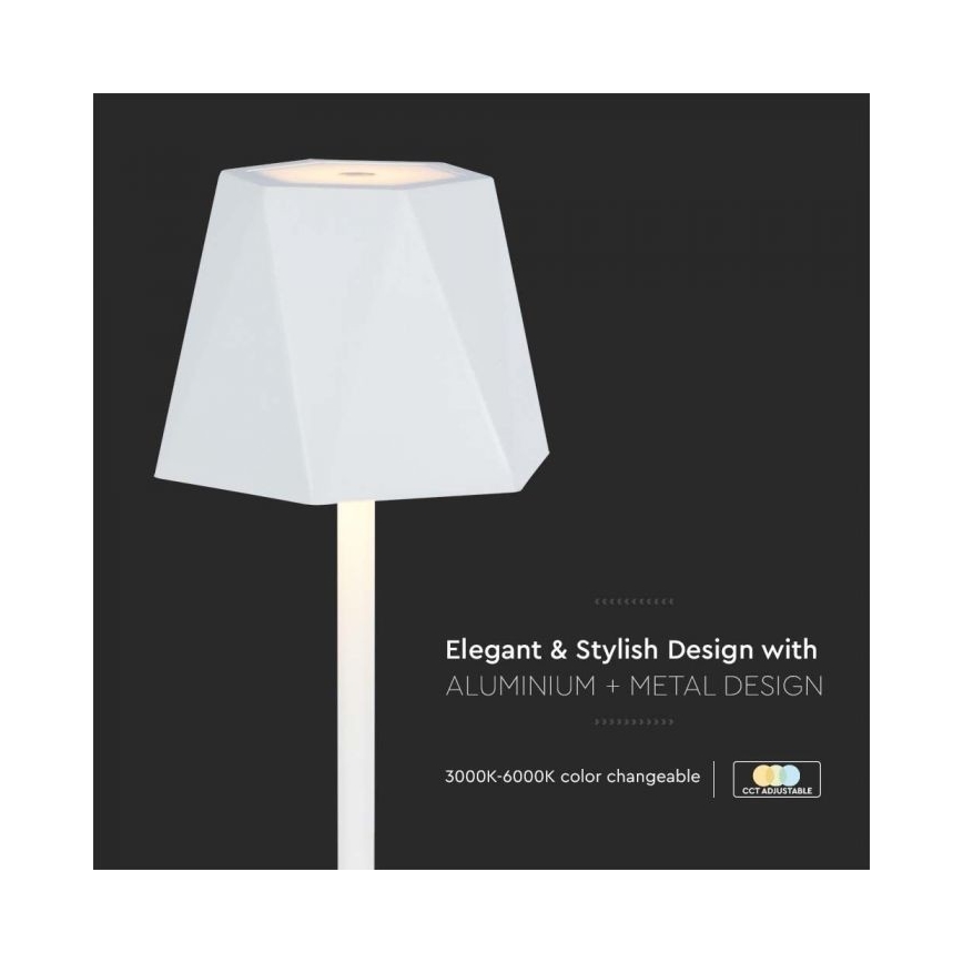 LED Genopladelig bordlampe m. touch-funktion dæmpbar LED/4W/5V 3000-6000K 1800 mAh hvid