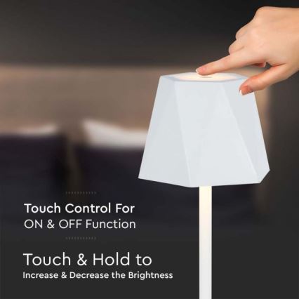 LED Genopladelig bordlampe m. touch-funktion dæmpbar LED/4W/5V 3000-6000K 1800 mAh hvid