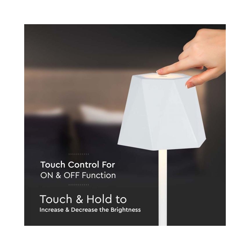 LED Genopladelig bordlampe m. touch-funktion dæmpbar LED/4W/5V 3000-6000K 1800 mAh hvid