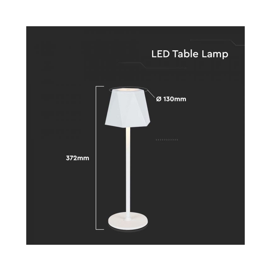 LED Genopladelig bordlampe m. touch-funktion dæmpbar LED/4W/5V 3000-6000K 1800 mAh hvid