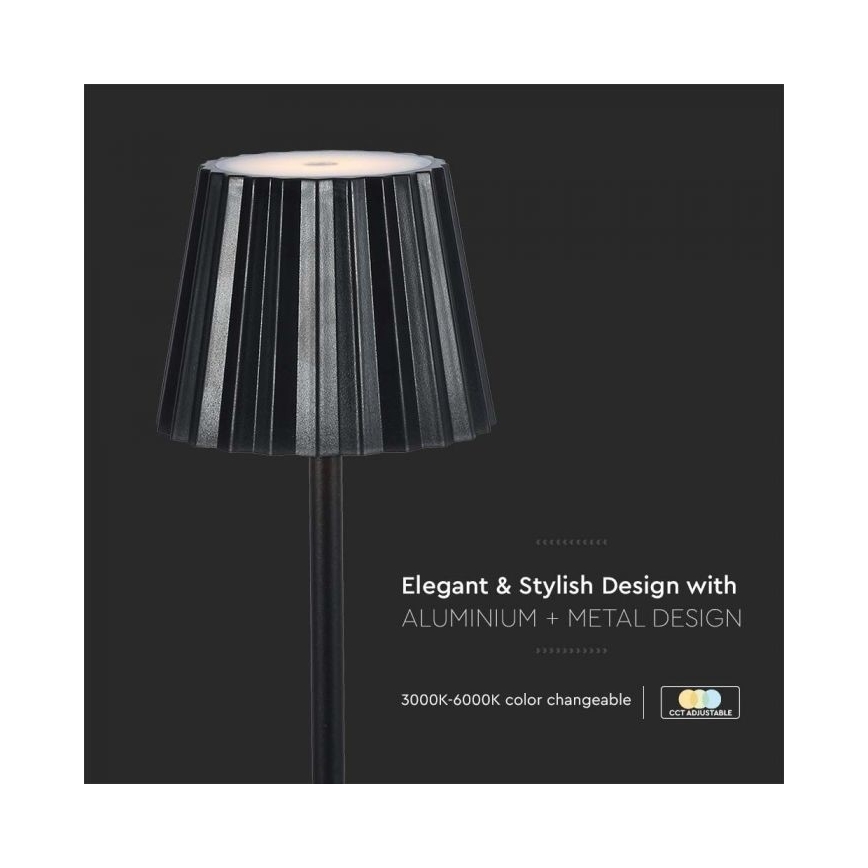 LED Genopladelig bordlampe m. touch-funktion dæmpbar LED/4W/5V 3000-6000K 1800 mAh sort