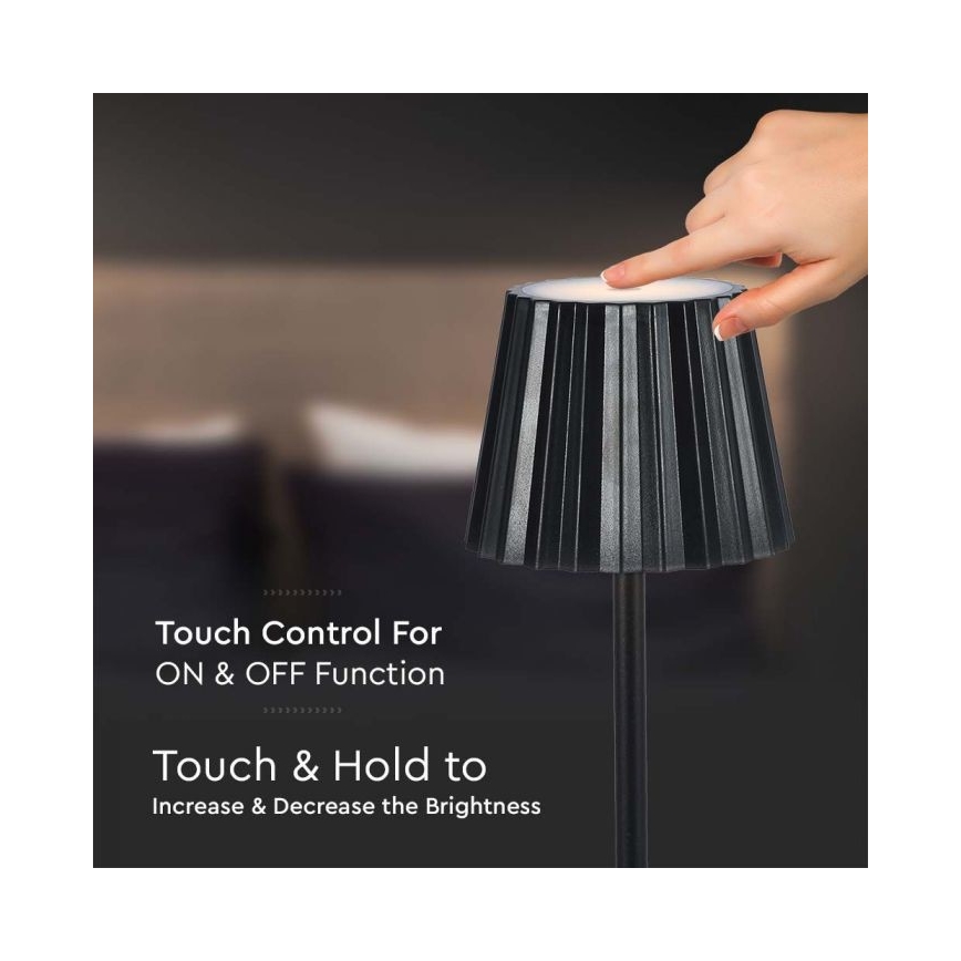 LED Genopladelig bordlampe m. touch-funktion dæmpbar LED/4W/5V 3000-6000K 1800 mAh sort