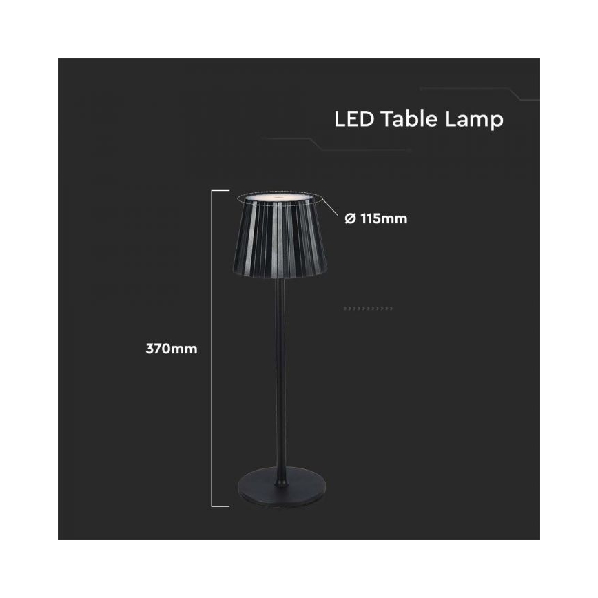 LED Genopladelig bordlampe m. touch-funktion dæmpbar LED/4W/5V 3000-6000K 1800 mAh sort