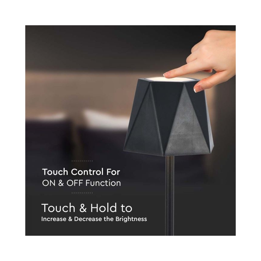 LED Genopladelig bordlampe m. touch-funktion dæmpbar LED/4W/5V 3000-6000K 1800 mAh sort