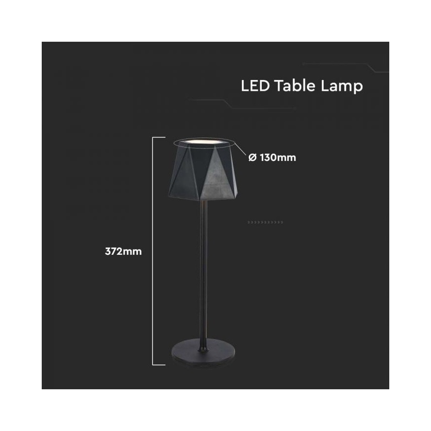 LED Genopladelig bordlampe m. touch-funktion dæmpbar LED/4W/5V 3000-6000K 1800 mAh sort