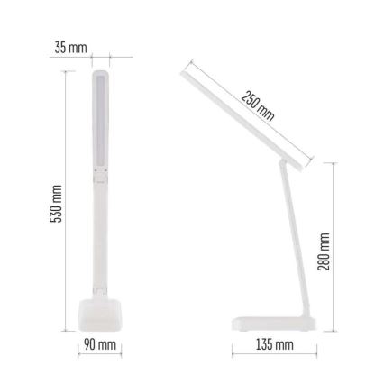 LED Bordlampe dæmpbar og genopladelig LED/5W/3,7V 3000K/4000K/6500K 800mAh hvid