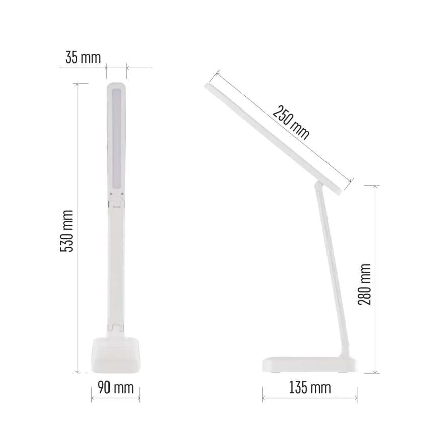 LED Bordlampe dæmpbar og genopladelig LED/5W/3,7V 3000K/4000K/6500K 800mAh hvid