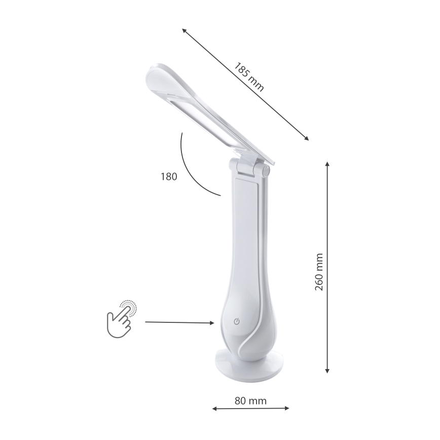 LED bordlampe dæmpbar og genopladelig LILLY LED/4W/5V 1200 mAh hvid