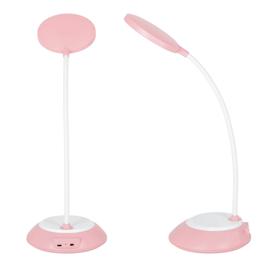 LED bordlampe dæmpbar og genopladelig VISUA LED/5W/5V 3000-5000K 1200 mAh lyserød