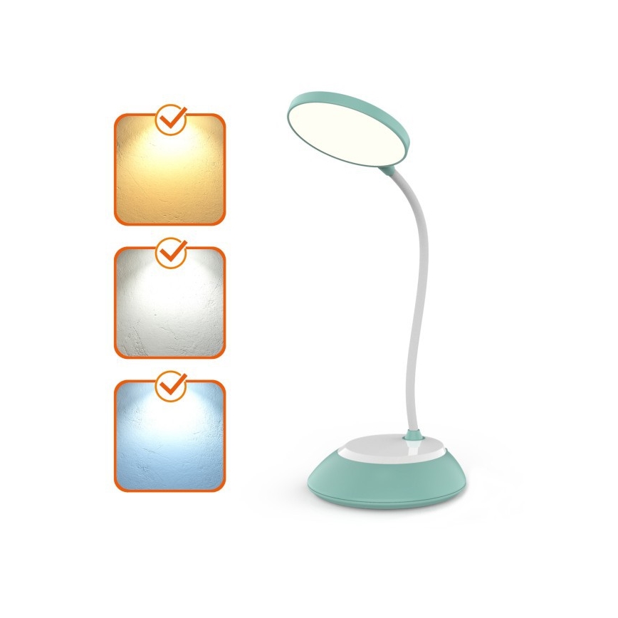 LED Bordlampe dæmpbar og genopladelig VISUA LED/5W/5V 3000-5000K 1200 mAh turkis