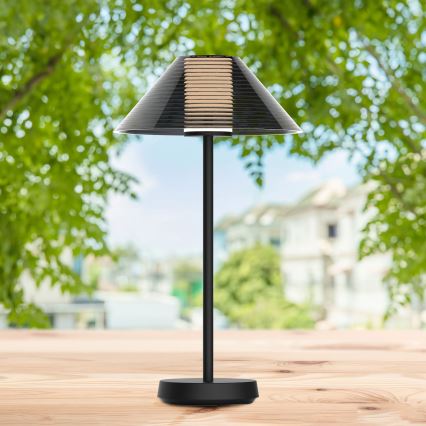 LED Dæmpbar touch-funktion udendørs bordlampe SERENGETI LED/3,4W/5V USB 3600 mAh IP44 sort