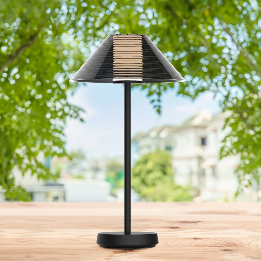 LED Dæmpbar touch-funktion udendørs bordlampe SERENGETI LED/3,4W/5V USB 3600 mAh IP44 sort