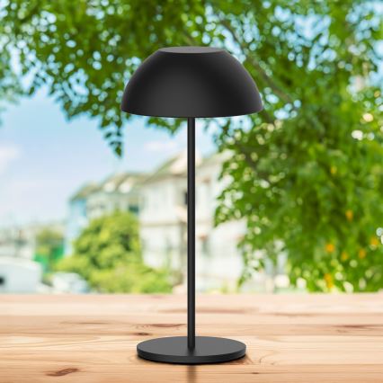 LED Dæmpbar touch-funktion udendørs bordlampe TANZANIA LED/1,8W/5V USB 1800 mAh IP44 sort