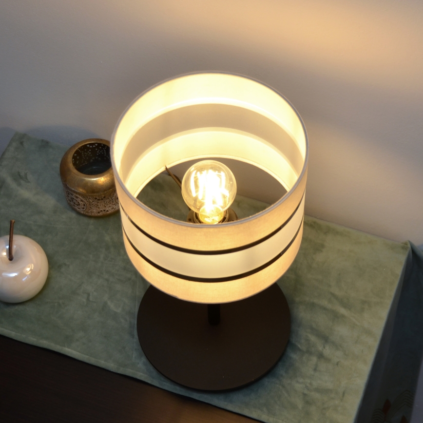 LED Bordlampe HELEN 1xE27/15W/230V cremefarvet/sort/gylden