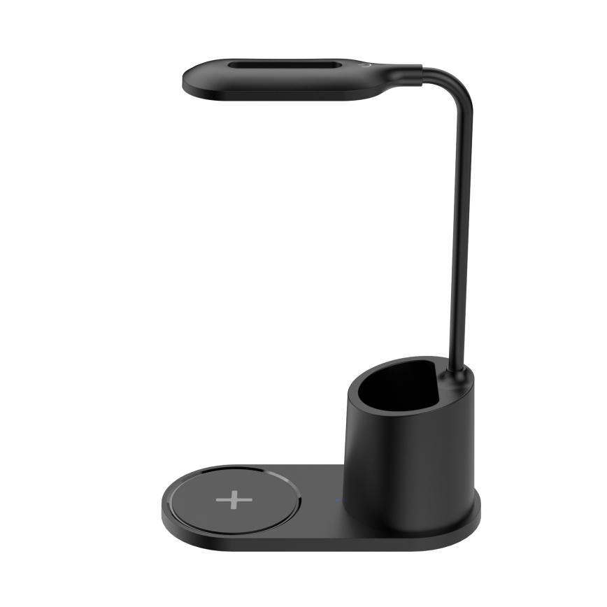 LED bordlampe LED/3W/5V med trådløs opladning sort