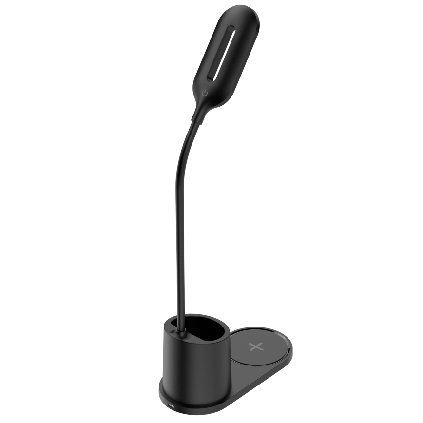 LED bordlampe LED/3W/5V med trådløs opladning sort