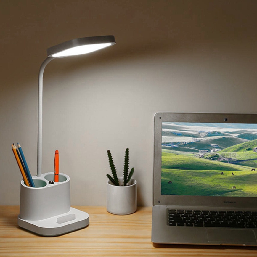 LED bordlampe m. opladningsfunktion + holder + powerbank LED/5W/5V 2400 mAh dæmpbar