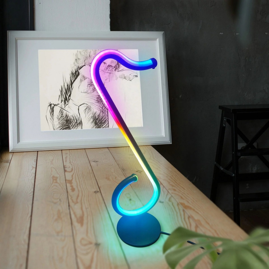 LED bordlampe m. RGBW-farver dæmpbar NUTKA LED/15W/5V sort + fjernbetjening