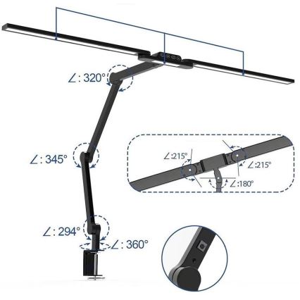 LED Dæmpbar touch-funktion flexible bordlampe LED/24W/230V 3000-6500K CRI 92 sort