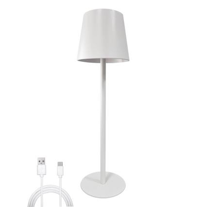 LED bordlampe m. touch-funktion dæmpbar LED/5W/5V USB 1200 mAh hvid