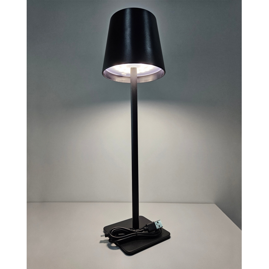 LED bordlampe m. touch-funktion dæmpbar LED/5W/5V USB 1200 mAh sort
